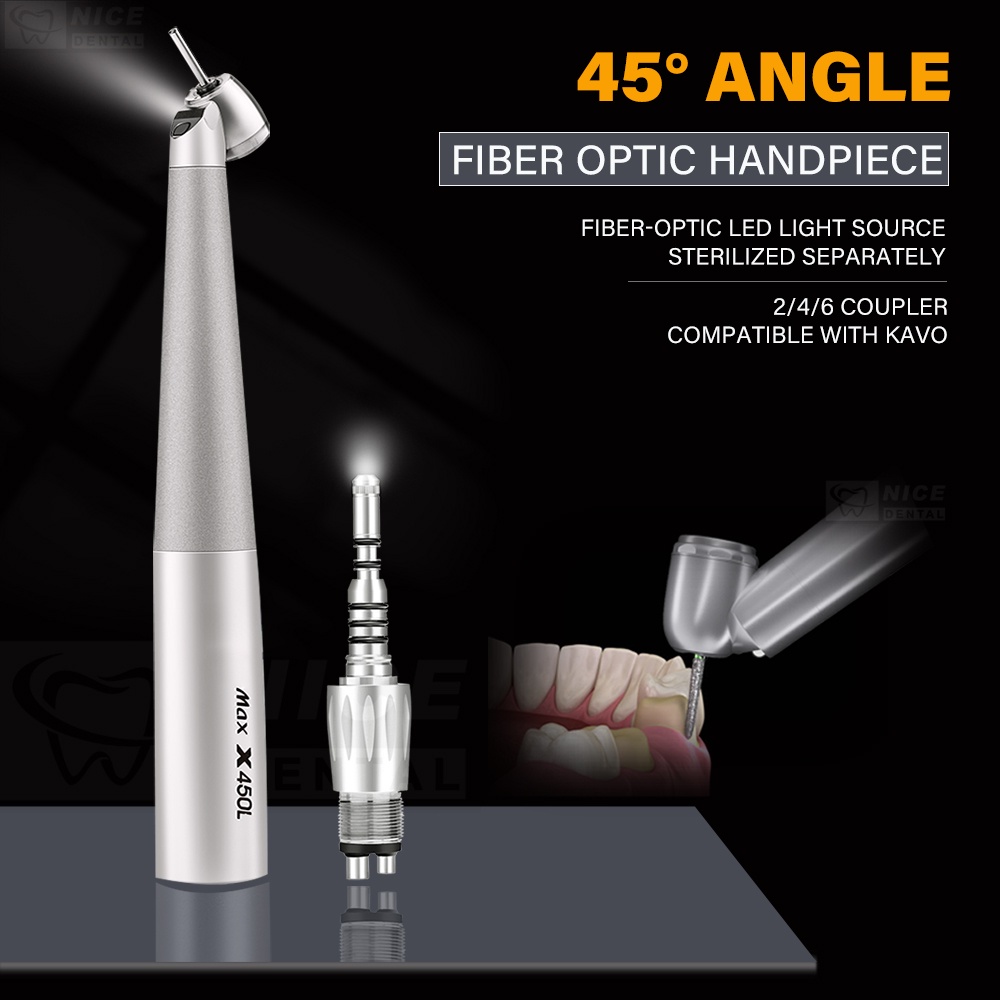 NSK Type Dental 45 Degree High Speed Handpiece Fiber Optic LED Coupling