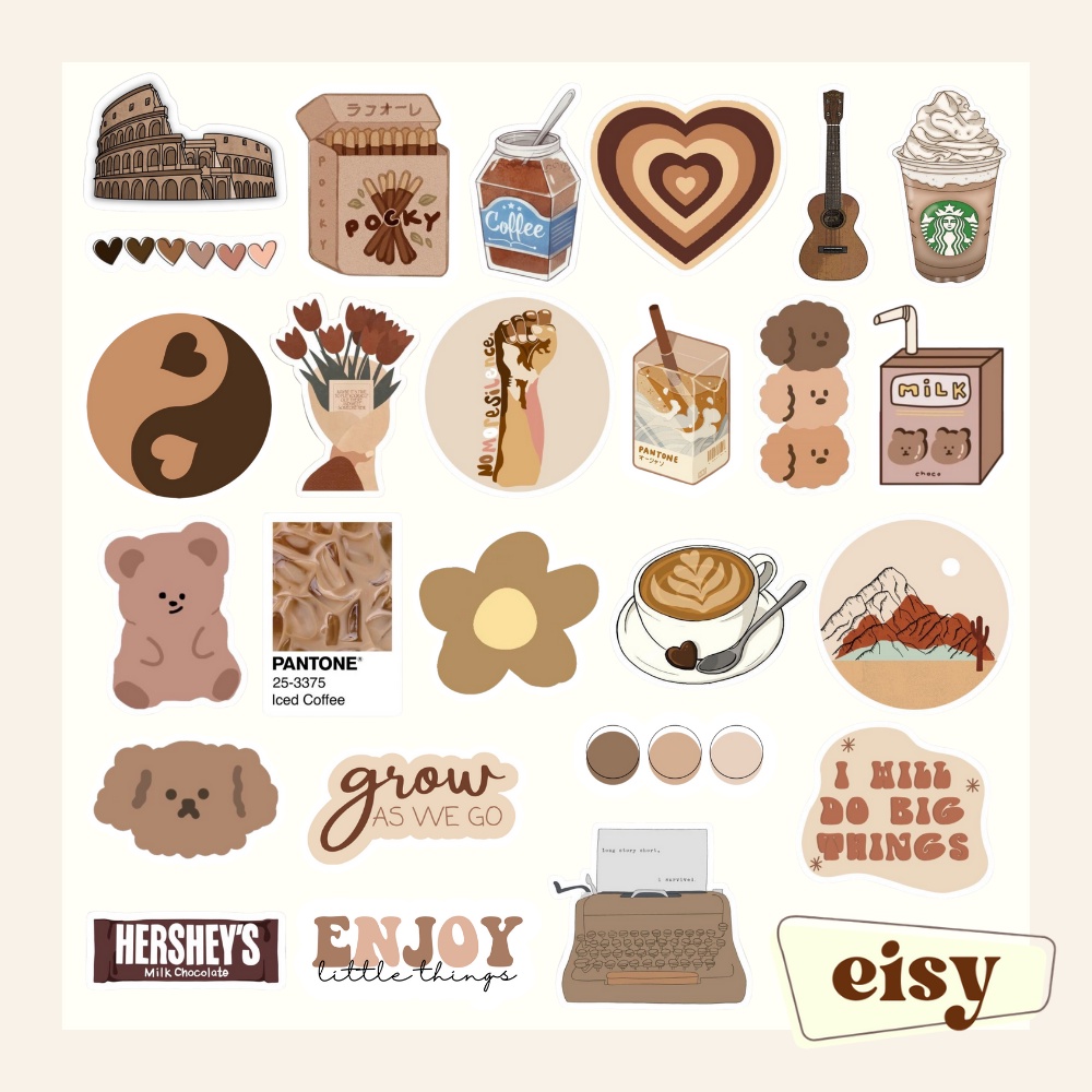 Eisy Pcs Aesthetic Brown Sticker Pack Shopee Philippines