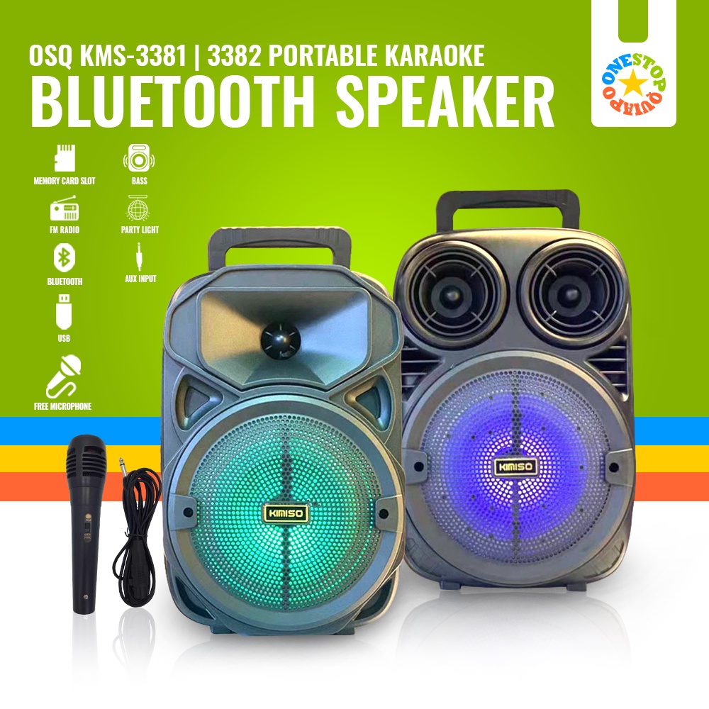 OSQ Kimiso Portable Bluetooth Speaker Karaoke KMS 3381 KMS3382 With