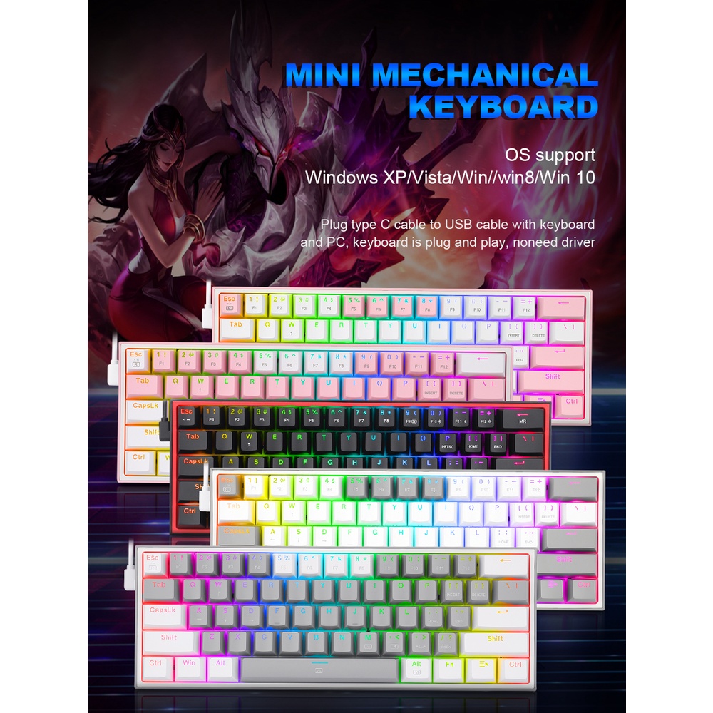 REDRAGON Fizz K617 RGB USB Mini Mechanical Gaming Keyboard Red Switch