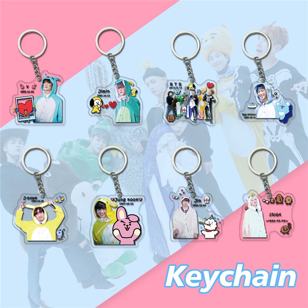 Kpop Bts Butter Bt Keychain Double Sided Pattern Keyring