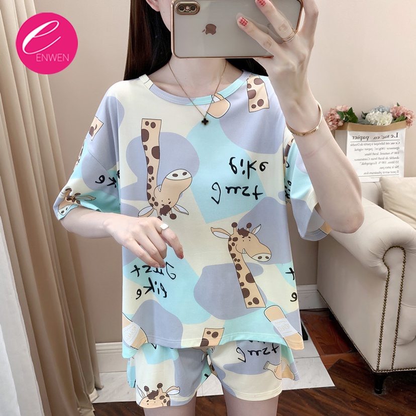 Enwen Women In Giraffe Design Terno Pajama And Short Sleepwear For