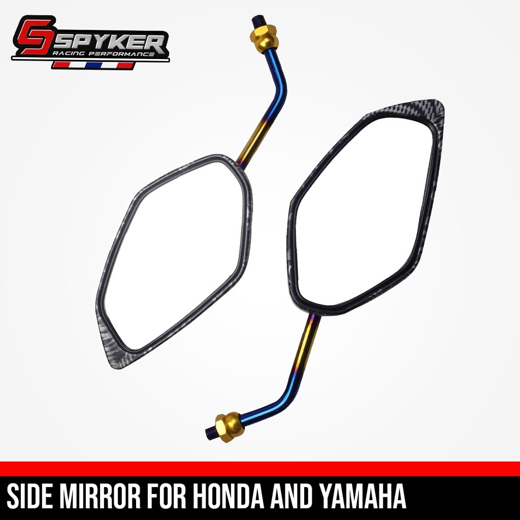 SPYKER Side Mirror Titanium Rainbow Stem For Yamaha And Honda Spyker