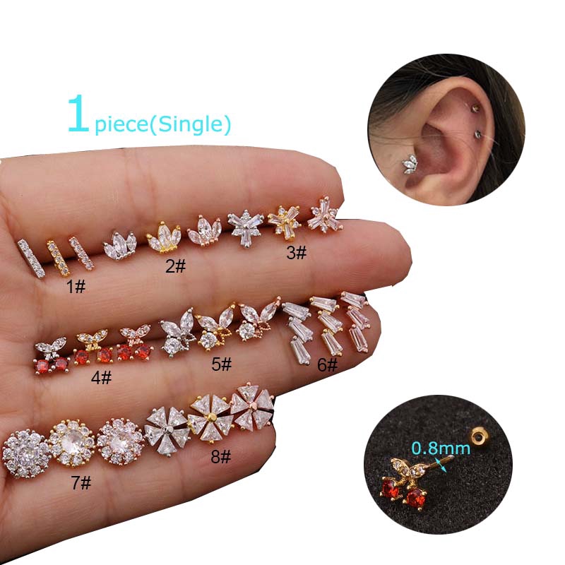 Piece Earrings Cartilage Tragus Piercing Ear Helix Auricle Pinna Stud