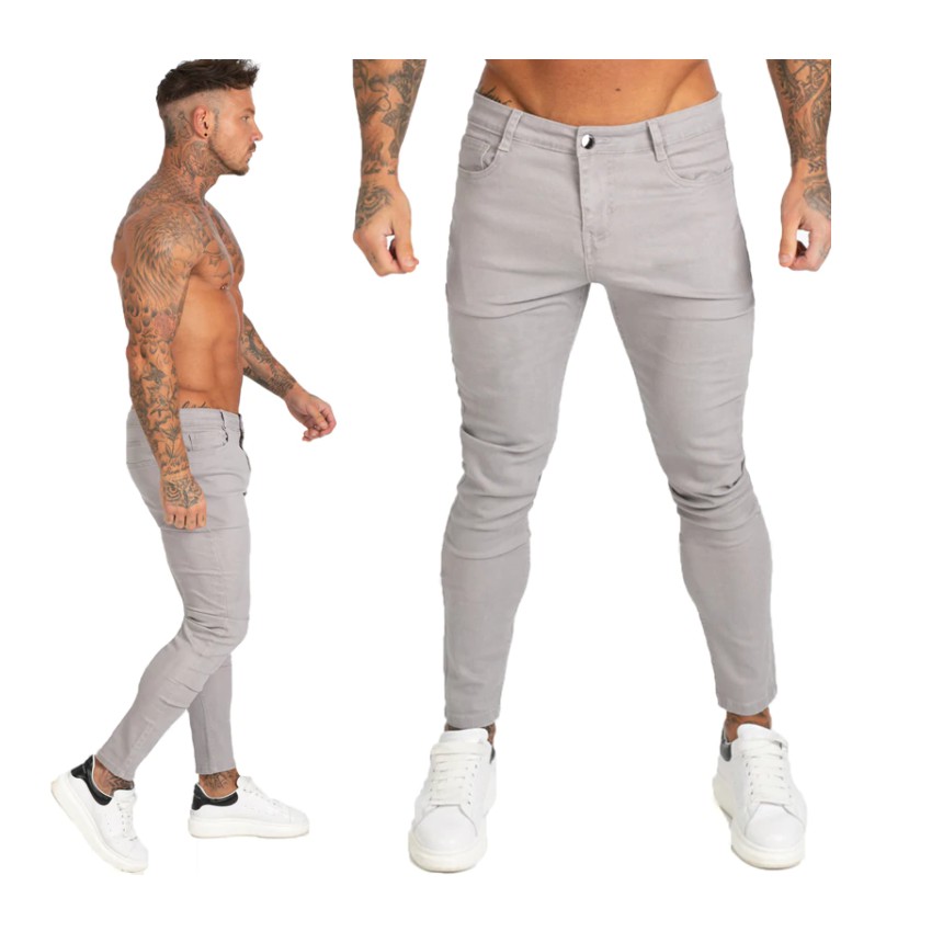 Jeans Men Elastic Waist Skinny Jeans Men Stretch Ripped Pants