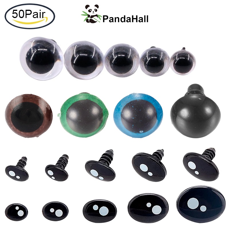 PandaHall 200PCS 50PAIR 5 Sizes Kawaii Safety Eyes Oval Resin Craft