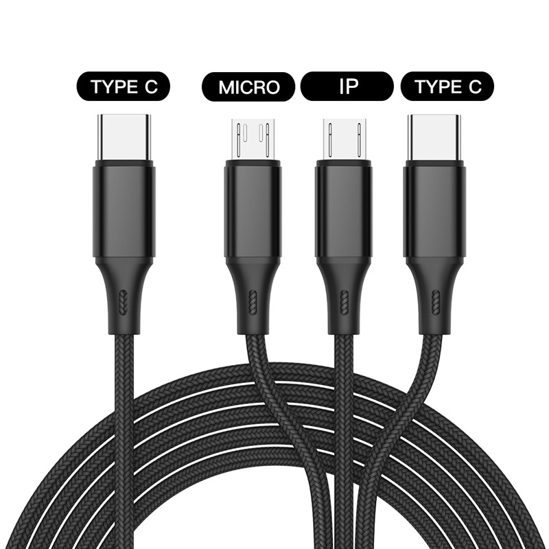 Ankndo 3 In 1 USB Cable Type C To Micro Phone Charger Pd Charge Nylon