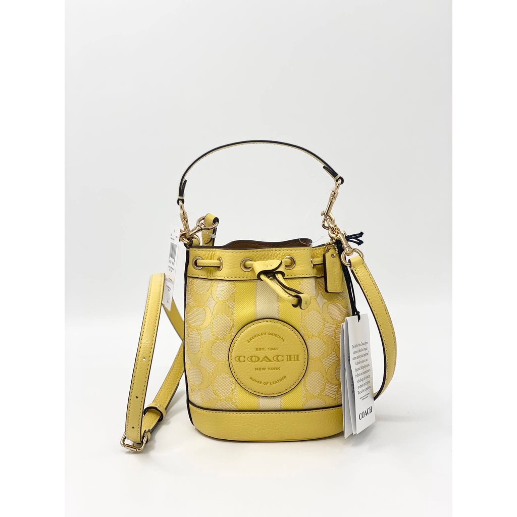 Coach Mini Dempsey Bucket Bag In Signature Jacquard With Stripe And