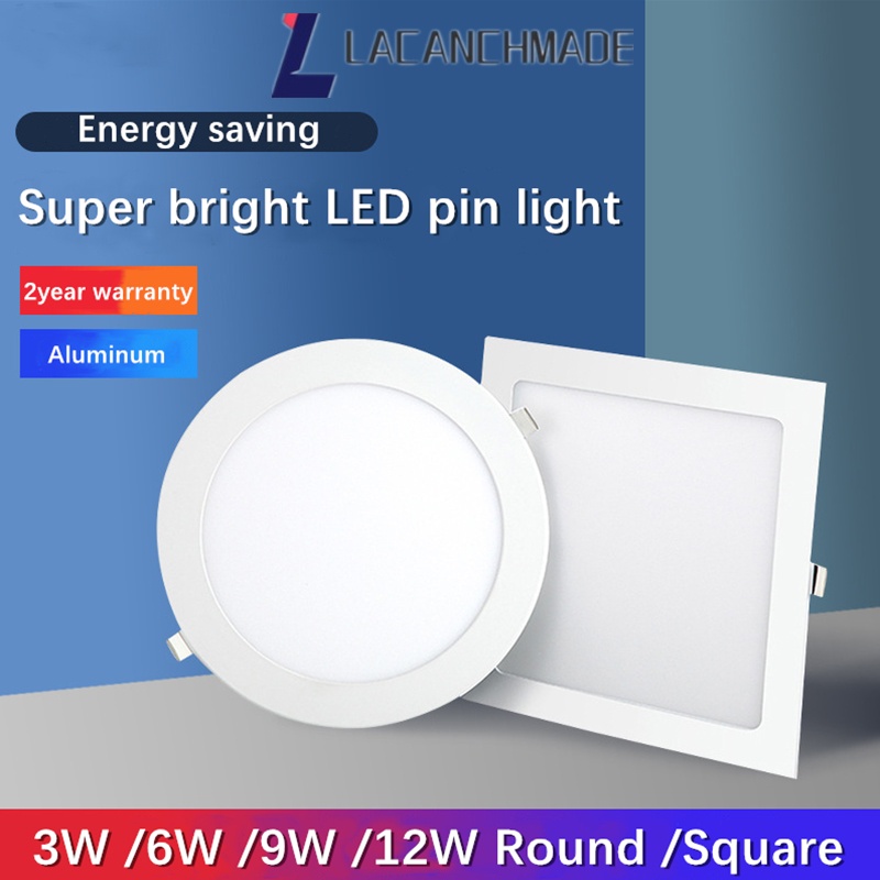 Led Panel Light Square Round 12W 9W 6W Pin Lamp Recessed Downlight