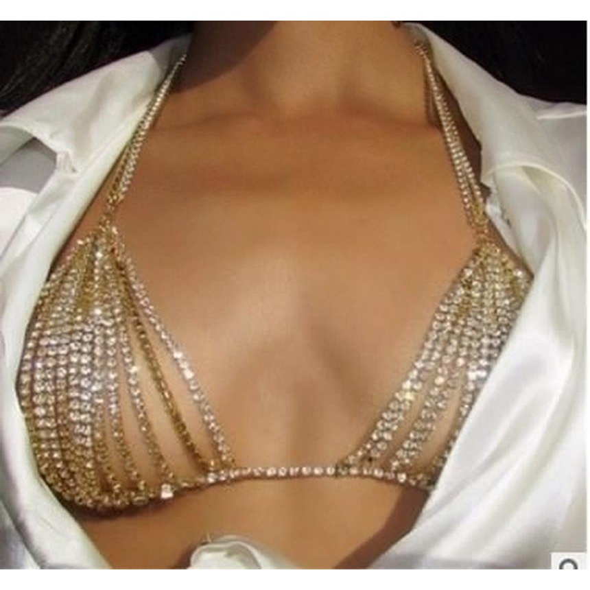 Diamond Body Chest Chain Sex Accessories Multi Layer Rhinestone Bikini