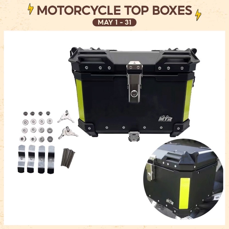 Aluminum Top Box Tail Box 45 Liters Waterproof Heavy Duty Universal