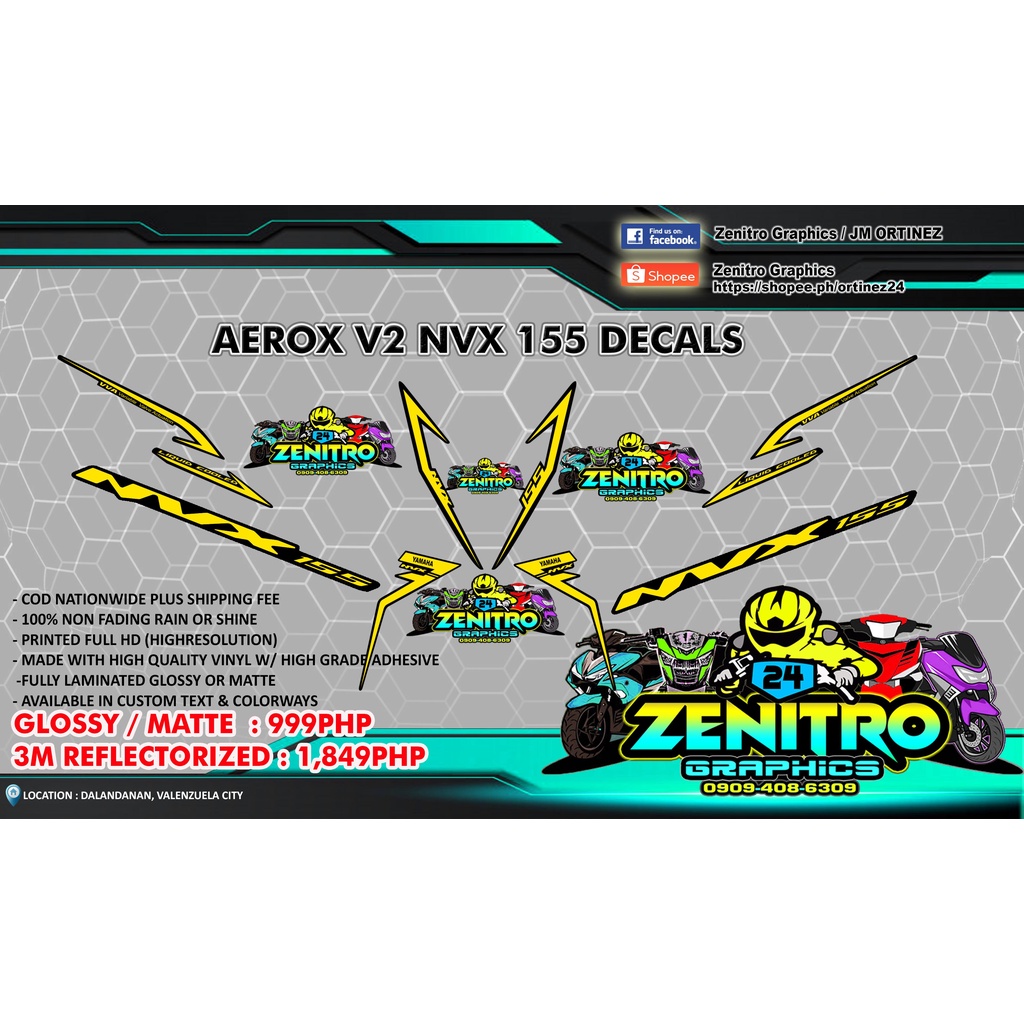 Nvx Decals For Aerox Version Only Shopee Philippines