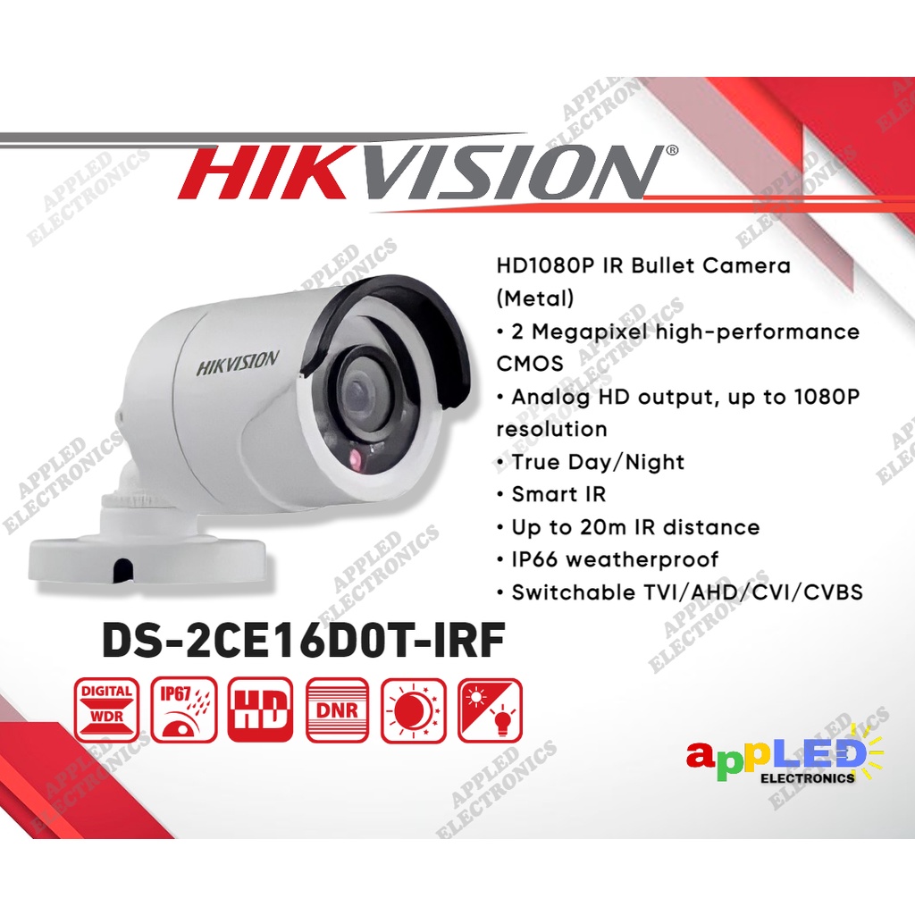 Hikvision Ds Ce D T Irf Mp P Bullet Analog Infrared Metal