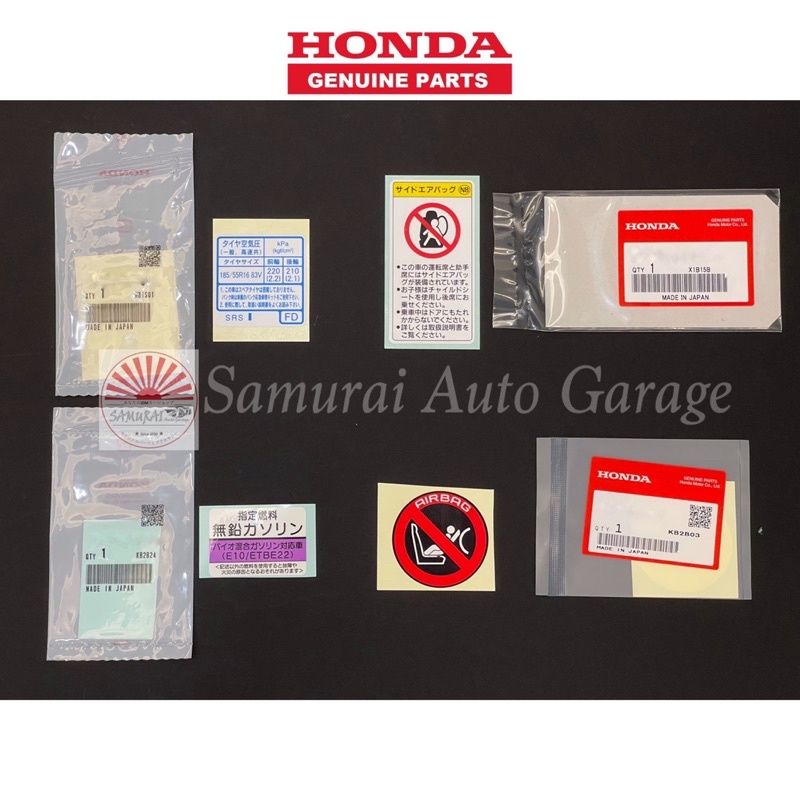 Honda Genuine Parts JDM Fuel Filler Caution Label Sticker Tire Pressure