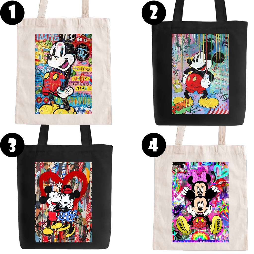 T Mickey Mouse Design Katsa Canvas Shoulder Tote Bag For Women Girl