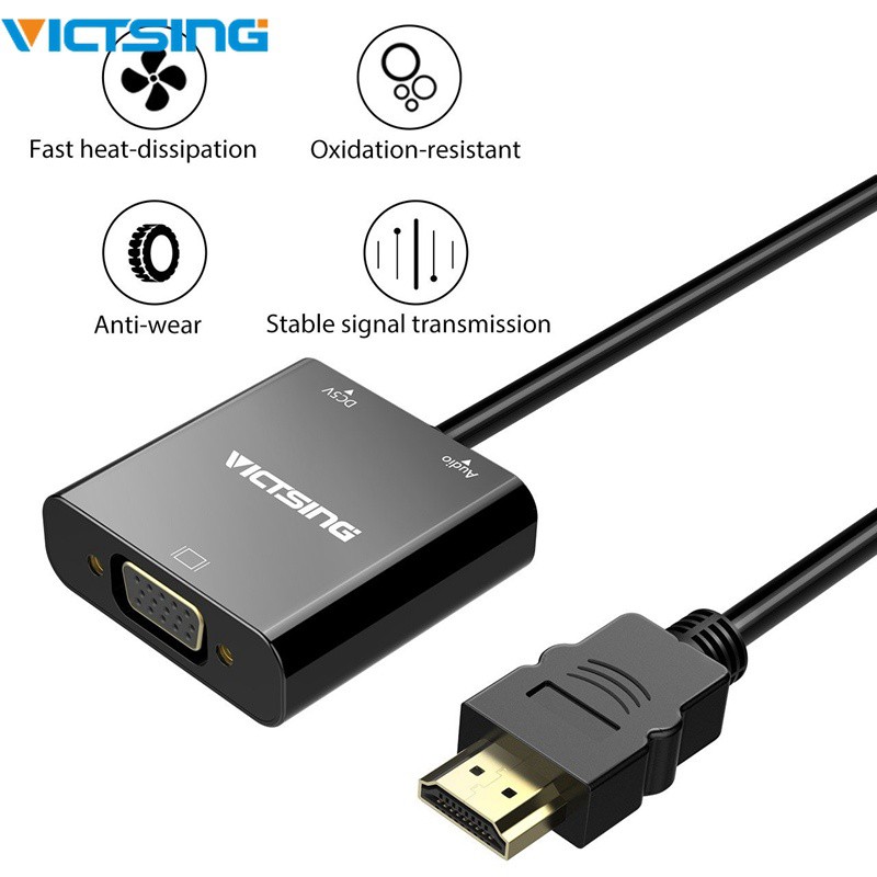 Victsing Hdmi To Vga With Audio Adapter P Male To Female Shopee