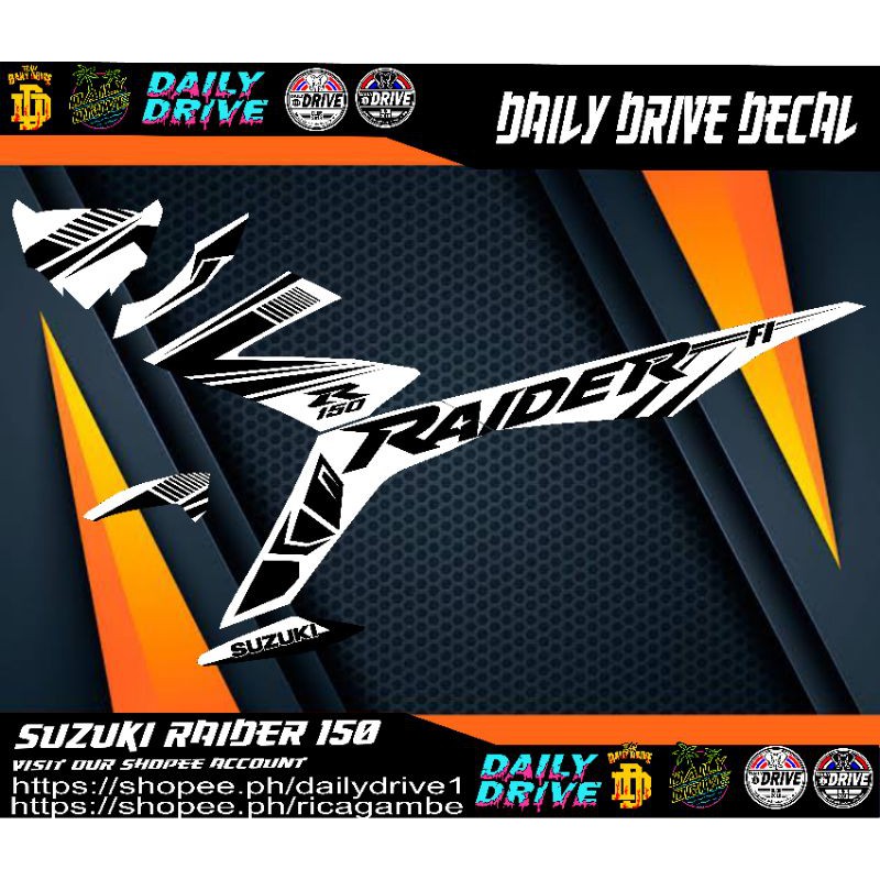 Suzuki Raider Fi Decal Sticker Black And White Design Shopee