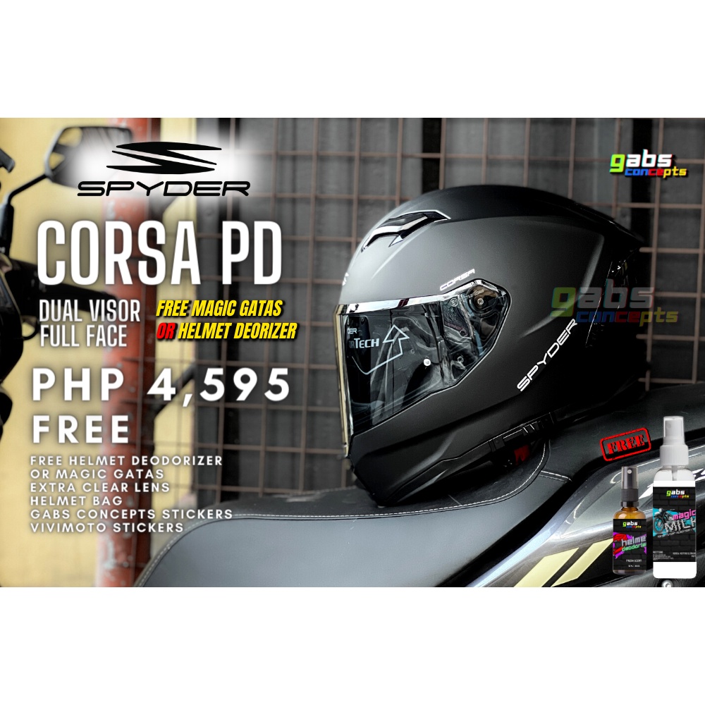 Spyder Corsa Plain Fullface Helmet Dual Visor With Freebies Shopee