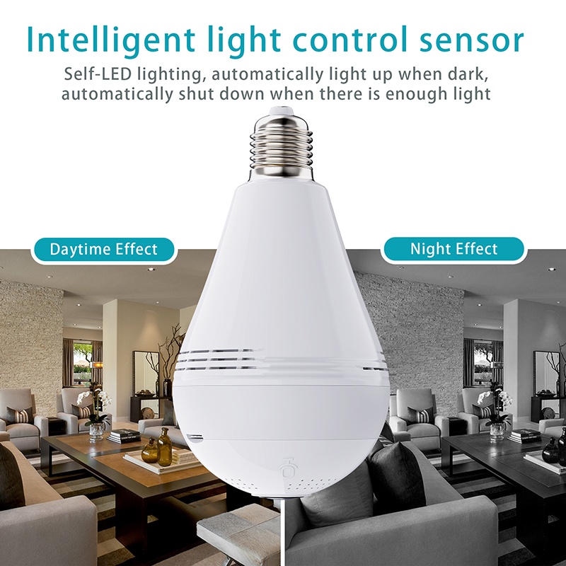 V380 D3 CCTV Camera Wifi Bulb Camera 3MP 360 Degree 3D Panorama