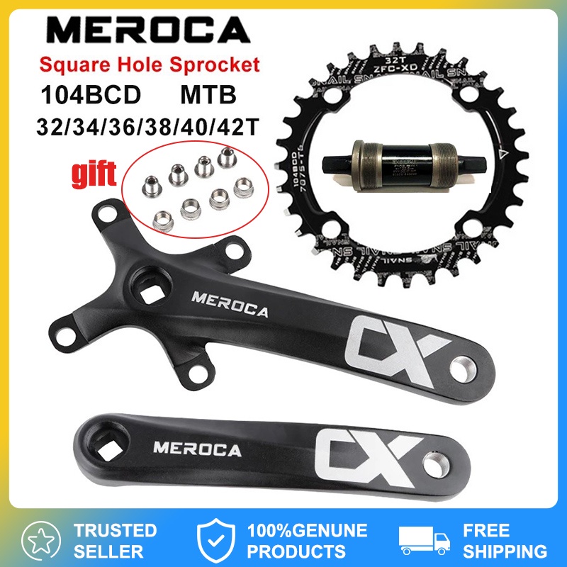 MEROCA 104BCD MTB Crank 170mm Square Hole Bike Crank Arm 32 52T