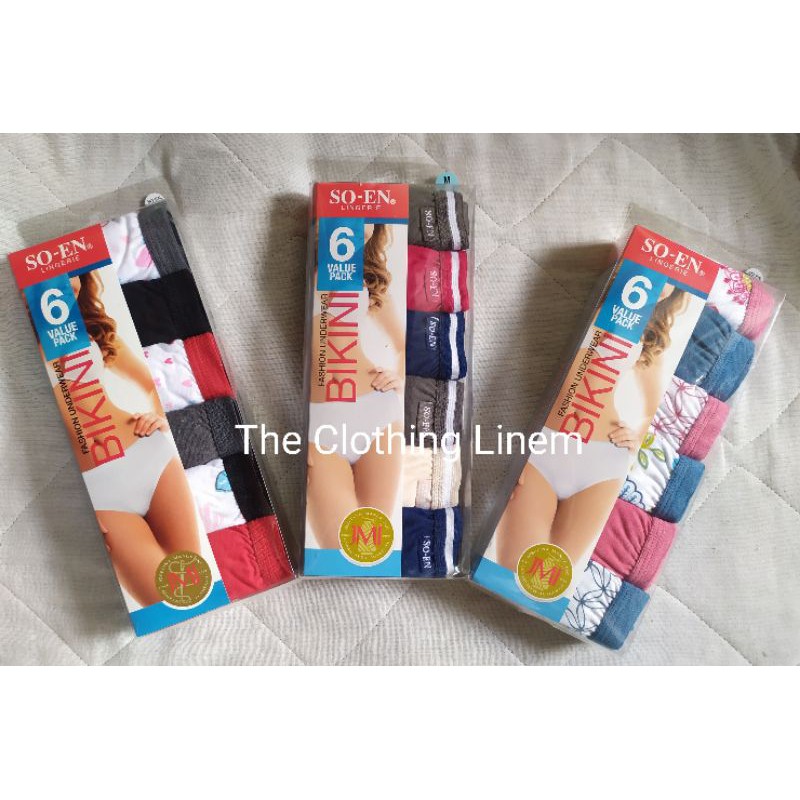 Original SOEN BBC Bikini Briefs Panty For Adults 6in1 6pcs Per Pack Assorted Random