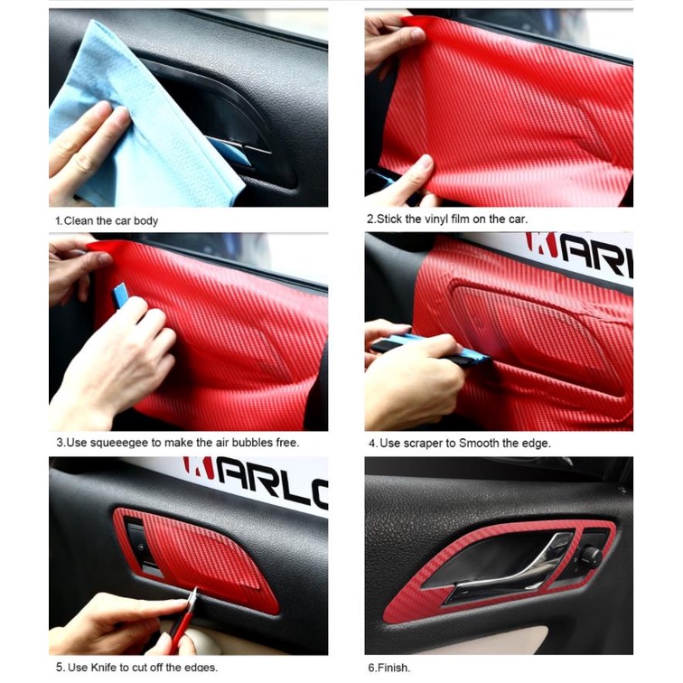 7D Waterproof Carbon Fiber Vinyl Car Wrapping Paper Roll Film Sticker