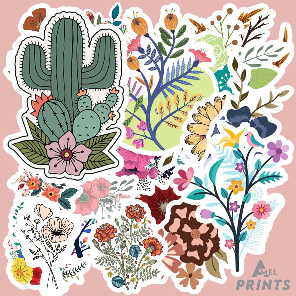 Pcs Floral Flowers Aesthetic Graffiti Sticker Set Cm Cm Cm