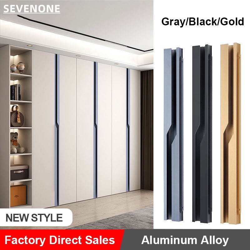 Customized Invisible Handles Long Black Wardrobe Drawers Dark Embedded