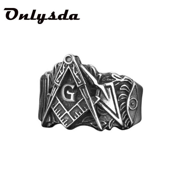 Freemason Men Freemason Ring Stainless Steel Masonic Symbol Rings