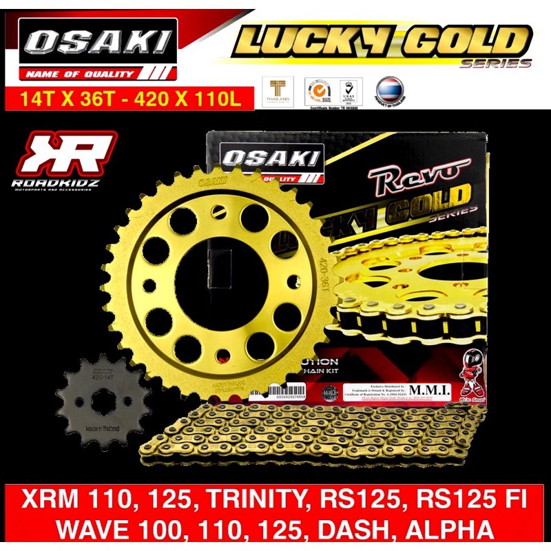 OSAKI Lucky Gold Chain Sprocket Set Wave XRM Shopee Philippines