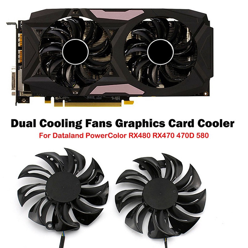 1PC Dual Graphics Card Cooling Fan For Dataland PowerColor RX480 RX470