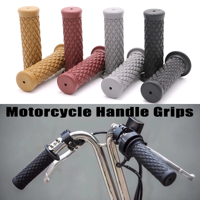 Universal Mm Vintage Rubber Motorcycle Handle Grips Coffee