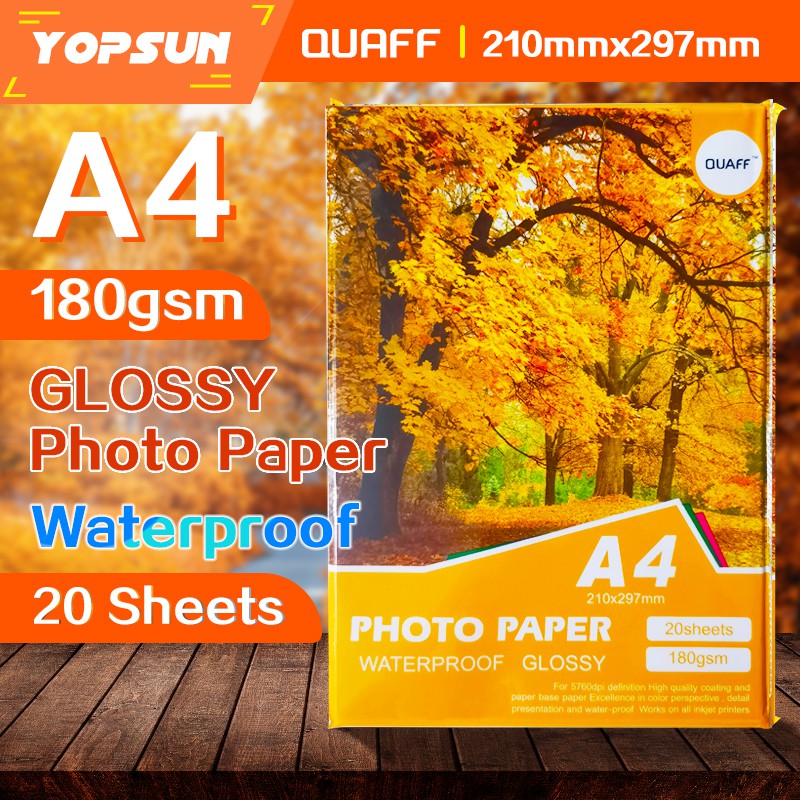 Quaff Photo Paper A4 5R 4R 3R Glossy 180 230gsm 20Sheets