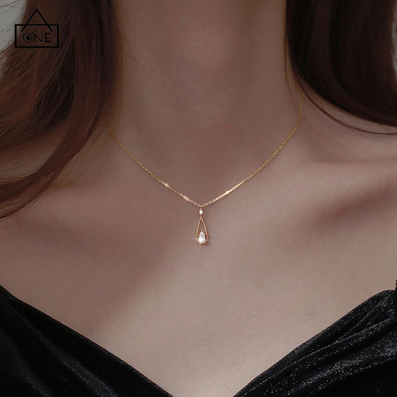 Fashion French Exquisite Water Drop Zircon Necklace Women S Simple