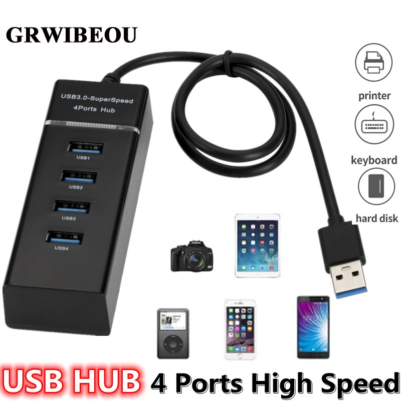 Grwibeou 4 Ports HUB USB Adapter Splitter USB 3 0 High Speed Multi USB