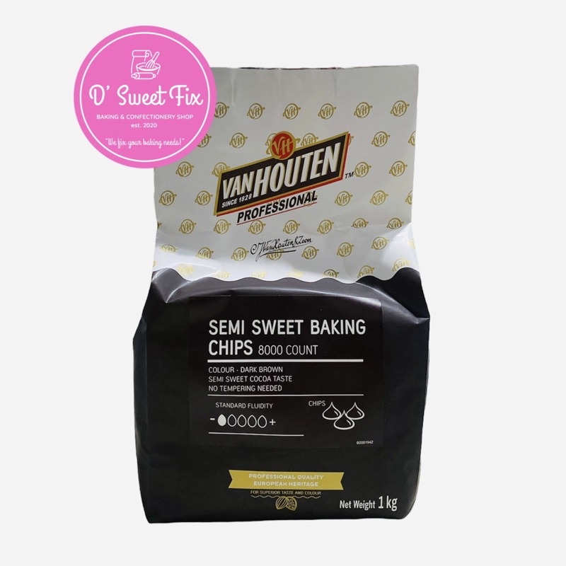 Van Houten Semi Sweet Baking Chips 1kg Shopee Philippines