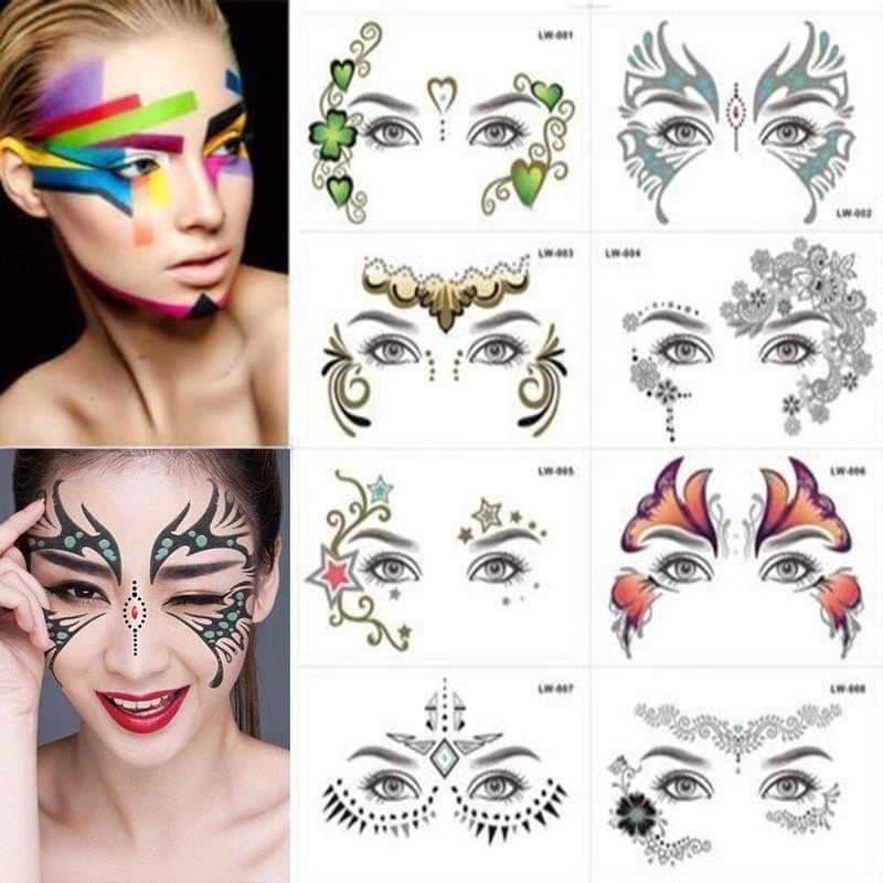 D Face Sticker Party Waterproof Temporary Body Art Forehead Eye Gold