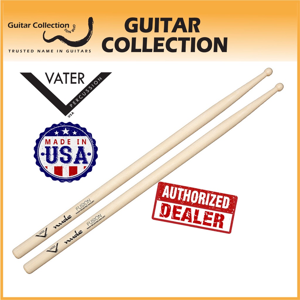 Vater Vhnfn Nude Fusiontm Hickory Nylon Tip Drumsticks Pair