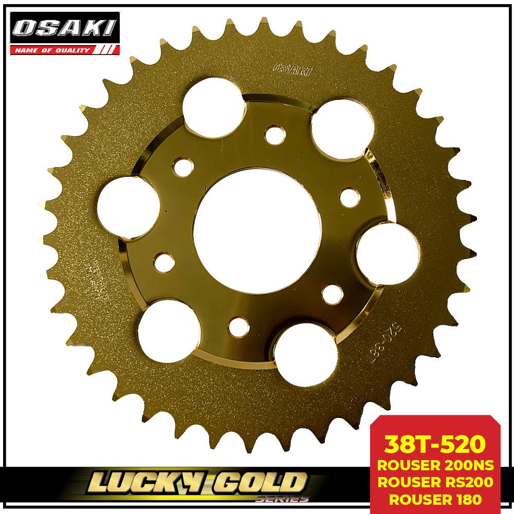 Osaki 38T 520 Lucky Gold Rear Sprocket For Rouser 200NS Rouser RS200