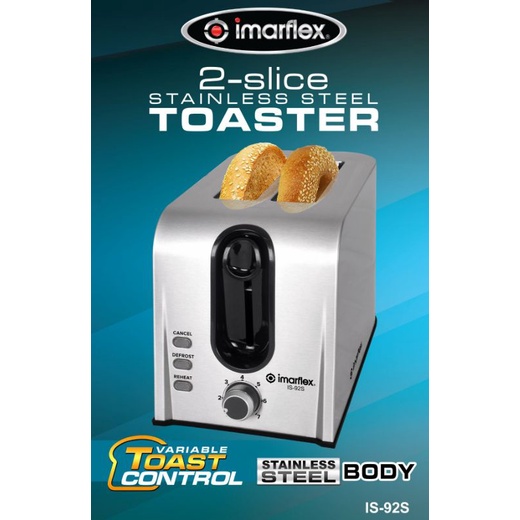 Imarflex 2 Slice Stainless Pop Up Toaster IS 92S Shopee Philippines