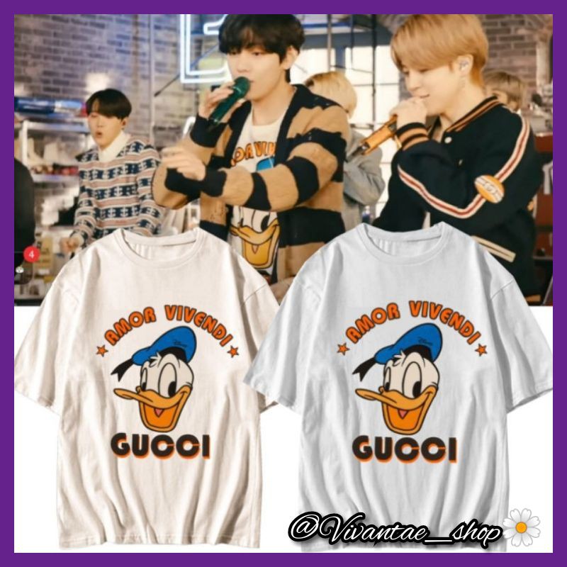 Tshirt Kaos Donald Duck AMOR VIVENDI Donal Duck BTS V Kim Taehyung