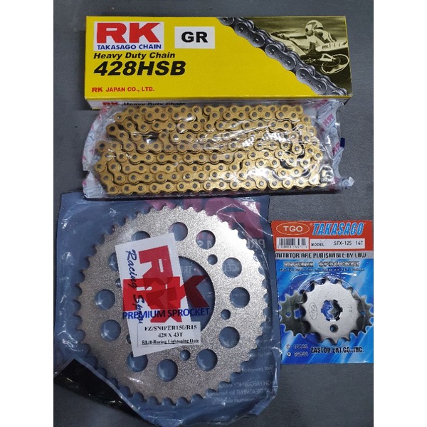 Rk Steel Gold Silver Chain Set With Takasogo Engine Sprocket For