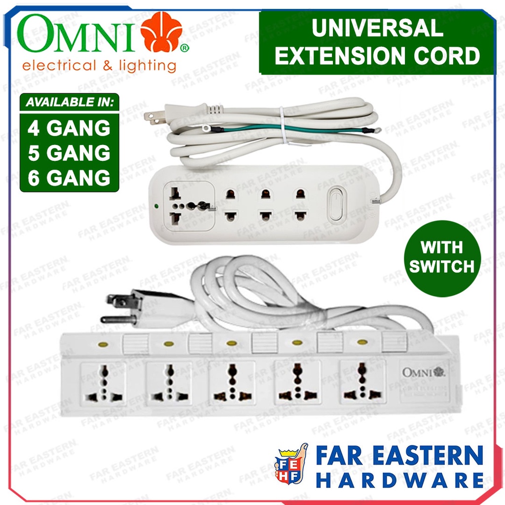 Omni Extension Cord With Universal Outlet And Switch Shopee Philippines