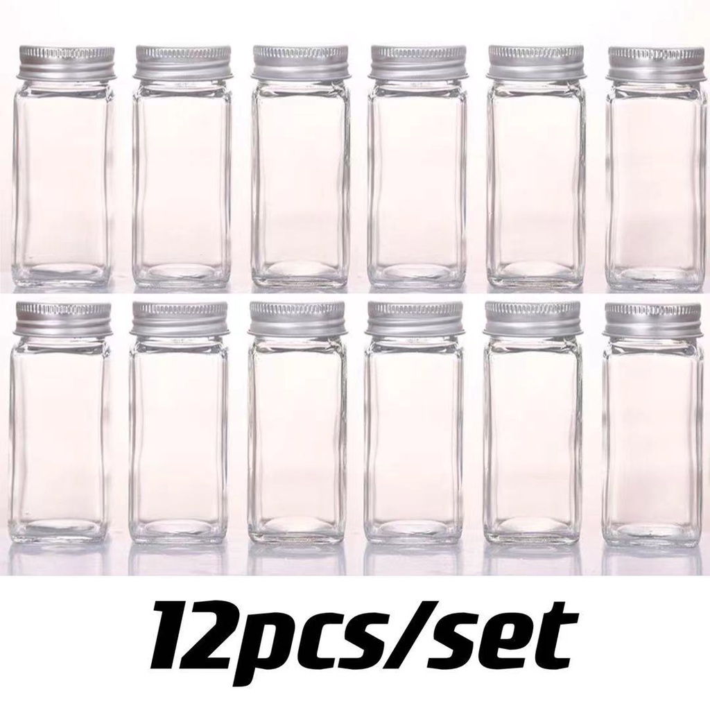 Pcs Set Double Cap Spice Glass Jar Bottle Glass Jar Spice Airtight