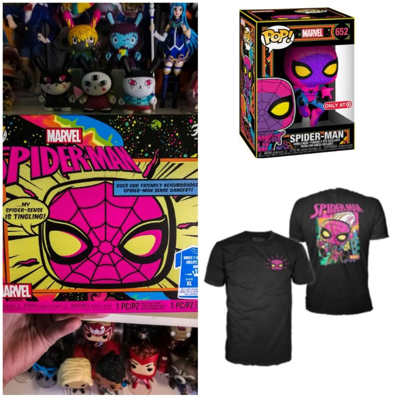 Funko Pop Marvel Black Light Series Spider Man Pop Tee Target