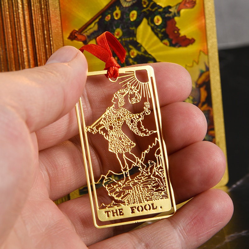 Waitot Tarot The Fool Gold Plated Metal Bookmarks Gold Foil Bookmarks