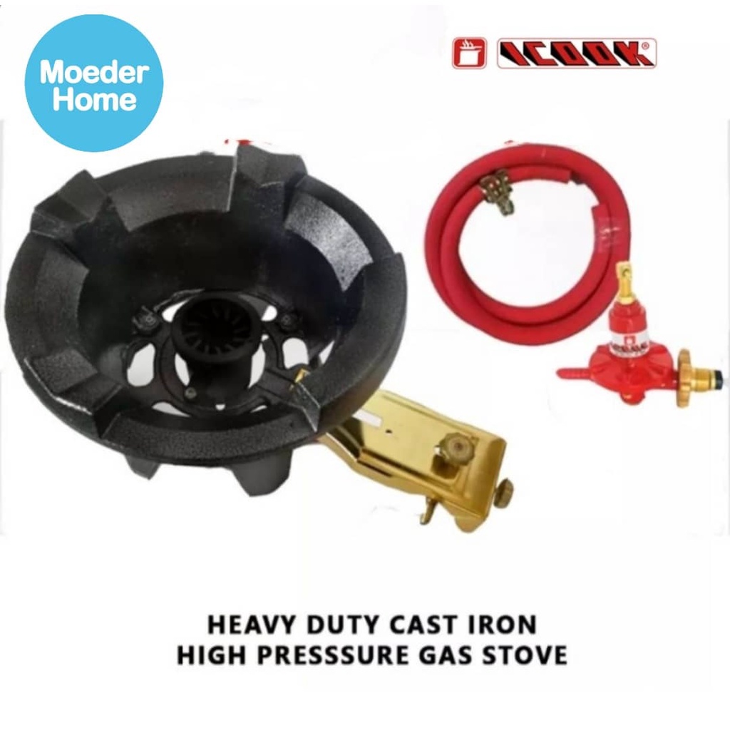 Icook High Pressure Automatic Cast Iron Gas Stove W Hose Regulator