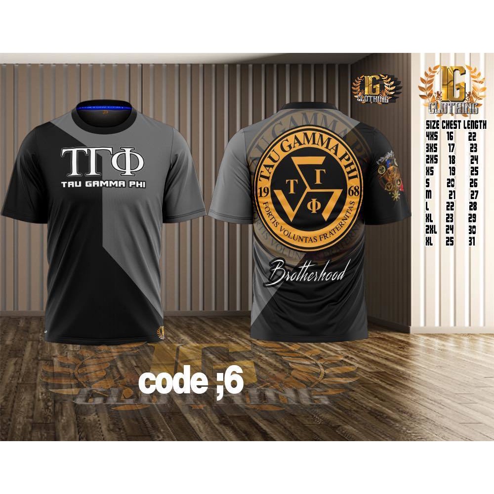 2022 Tau Gamma Phi Full Sublimation Fraternity Shirt Black Grey