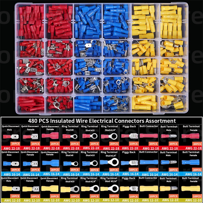 Pcs Electrical Assorted Insulated Wire Cable Terminal