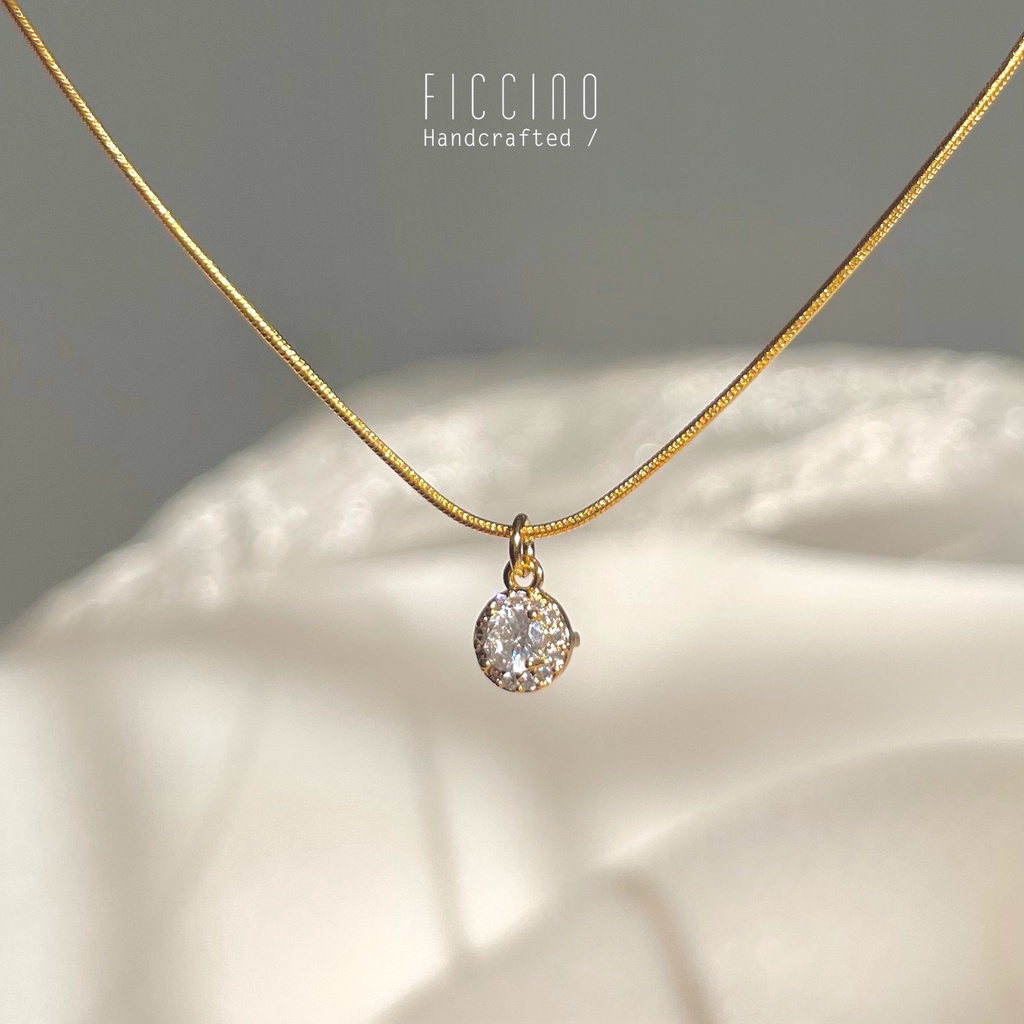 Ficcino K Gold Titanium Steel Pendant Necklace Tala With Zircon Women